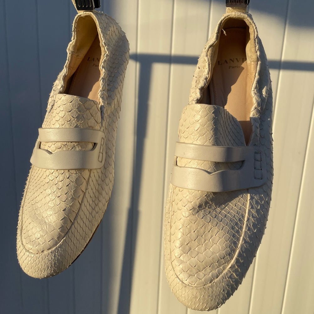 Lanvin White Python Loafers - image 8